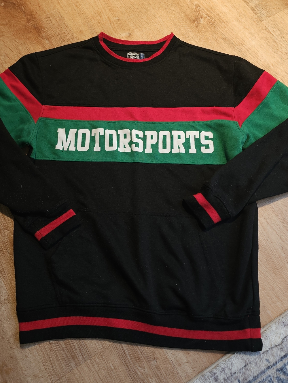 Bleecker & Mercer "MOTORSPORTS" streetwear pullover crewneck sweatshirt XL Mens